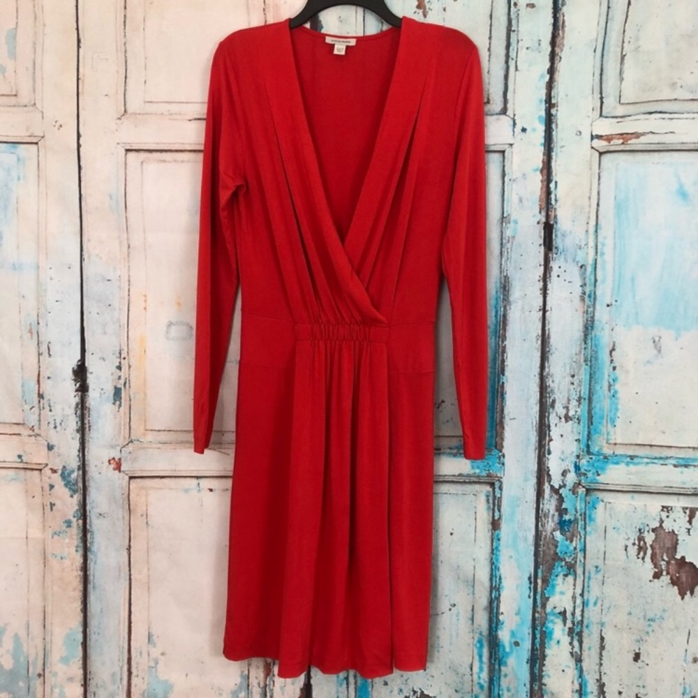 Boston Proper Red Faux Wrap Dress Size 8